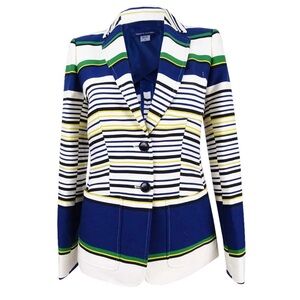 NWT Tommy Hilfiger Women's Three-Pocket Striped Blazer - Indigo Multi Size 10